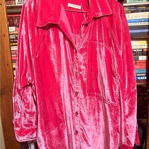 We The Free Fuchsia Velvet Shirt